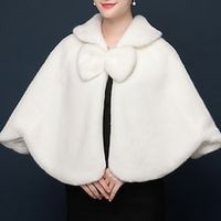 Faux Fur Wraps Shawls Women's Wrap Pure Elegant Sleeveless Terylene Wedding Wraps With Bowknot For Wedding Fall  Winter Lightinthebox - thumbnail