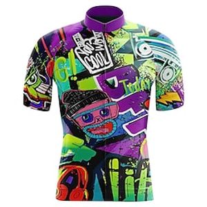21Grams Men's Cycling Jersey Short Sleeve Bike Top with 3 Rear Pockets Mountain Bike MTB Road Bike Cycling Breathable Moisture Wicking Reflective Strips Back Pocket Violet Graphic Spandex Sports Lightinthebox