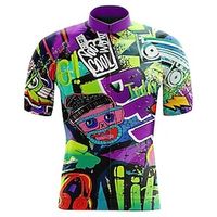 21Grams Men's Cycling Jersey Short Sleeve Bike Top with 3 Rear Pockets Mountain Bike MTB Road Bike Cycling Breathable Moisture Wicking Reflective Strips Back Pocket Violet Graphic Spandex Sports Lightinthebox - thumbnail