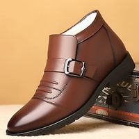 Men's Boots Dress Shoes Winter Boots Fleece lined Walking Vintage Casual Outdoor Daily Leather Warm Height Increasing Comfortable Loafer Black Brown Fall Winter Lightinthebox - thumbnail