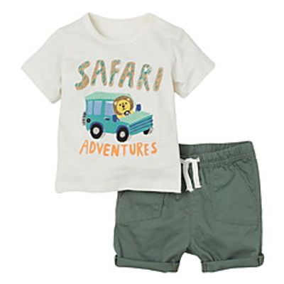Kids Boys' Clothing Set 2 Pieces Short Sleeve Light Green Car Letter Print Indoor Outdoor Casual Daily Regular 3-8 Years Lightinthebox