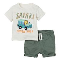 Kids Boys' Clothing Set 2 Pieces Short Sleeve Light Green Car Letter Print Indoor Outdoor Casual Daily Regular 3-8 Years Lightinthebox - thumbnail