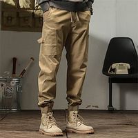 Men's Cargo Pants Cargo Trousers Trousers Multi Pocket Straight Leg Solid Colored Comfort Wearable Outdoor Daily Sports Stylish ArmyGreen Black miniinthebox - thumbnail