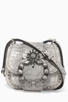 Light-Grey Crystal-Embellished Cross-Body Bag - thumbnail