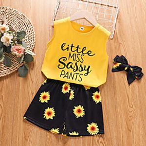 Toddler Girls' Clothing Set Sleeveless Yellow Graphic Print Active Regular 3-12 Years miniinthebox