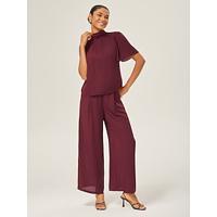 Elegant Chiffon Shirred High-Neck Set