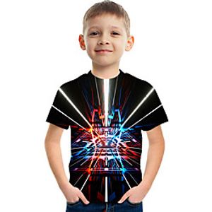 Kids Boys' T shirt Tee Short Sleeve Graphic Optical Illusion Color Block Rainbow Children Tops Summer Active Streetwear Sports 3-12 Years miniinthebox