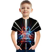 Kids Boys' T shirt Tee Short Sleeve Graphic Optical Illusion Color Block Rainbow Children Tops Summer Active Streetwear Sports 3-12 Years miniinthebox - thumbnail