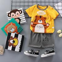 2 Pieces Toddler Boys T-shirt Shorts Outfit Color Block Short Sleeve Set Outdoor Fashion Daily Summer Spring 3-7 Years Black White Pink Lightinthebox