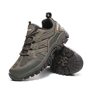 Men's Sneakers Hiking Shoes Low-Top Breathable Hiking Athleisure Round Toe EVA MD (Phylon) PU Leather Spring Fall Black Khaki Grey Lightinthebox