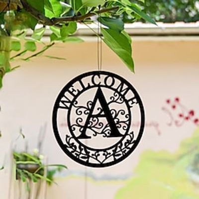 Personalized Creative Surname Initial Signboard - Laser Engraved Floral Pattern, Wooden Material, 26 Alphabet Wall Decoration Signboards for Indoor and Outdoor Home Decor Lightinthebox