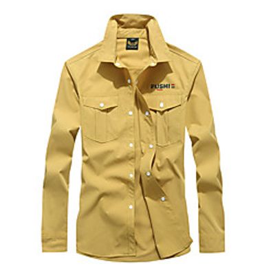 Men's Hiking Jacket Hiking Shirt  Button Down Shirts Long Sleeve Shirt Coat Top Outdoor Quick Dry Lightweight Breathable Sweat wicking Autumn  Fall Spring Summer Almond Bean Green Yellow Hunting Lightinthebox