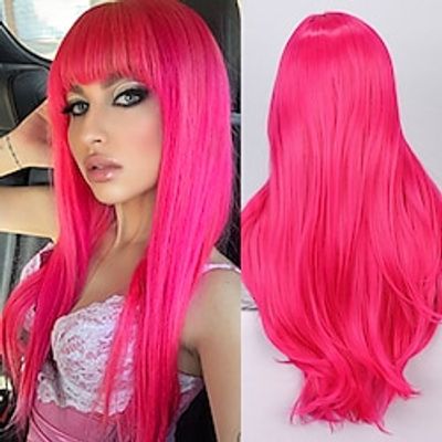 Cosplay Costume Wig Synthetic Wig Straight kinky Straight Neat Bang Machine Made Wig 24 inch PinkRed Synthetic Hair Women's Rose Pink miniinthebox Cosplay Costume Wig Synthetic Wig Straight kinky Straight Neat Bang Machine Made Wig 24 inch PinkRed Synthetic Hair Women's Rose Pink miniinthebox
