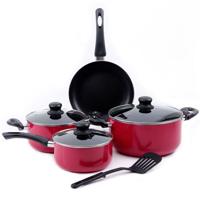 Royalford 8 Pcs Non-Stick Cookware Set, Red and Black - RF7923