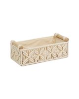 Homesmiths Small Cotton Rope Basket With Handle Ivory 30 x 14 x H9 cm