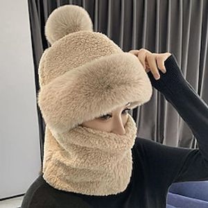 Winter Warm Hat, Women Windproof Scarf Hat, Winter Warm Scarf Hat, Soft Knitted Plush Hat, Winter Knit 1920s Bowler Hat Round Brim Warm Hat Bucket Hats for Women Lightinthebox