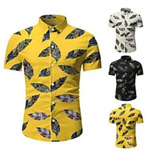 mens summer floral shirts casual lapel neck short sleeve slim shirts fashion male dress shirts men top clothing Lightinthebox