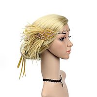 2018 amazon hot sale rhinestone alloy headband ostrich feather sequin ribbon hair accessories european and american prom headdress miniinthebox - thumbnail