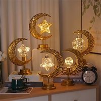 LED Iron Moon Lamp, Round Ball Lamp, Star Moon Lamp, Holiday Decorative Lamp, Bedroom Table Lamp, Thanksgiving Christmas Atmosphere Styling Lamp Lightinthebox - thumbnail