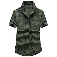 Men's Hiking Shirt  Button Down Shirts Fishing Shirt Military Tactical Shirt Short Sleeve Jacket Shirt Top Outdoor Quick Dry Lightweight Breathable Sweat wicking Autumn  Fall Spring Summer Blue Lightinthebox - thumbnail