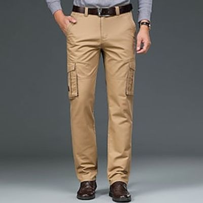 Men's Cargo Pants Trousers Multi Pocket Plain Wearable Outdoor Daily Cotton Blend Fashion Streetwear Black Army Green Inelastic Lightinthebox