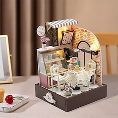 DIY Handicraft Cabin Building Block Toys With Lights, Miniature Handmade Building Model 3D Wooden Puzzle Doll House Creative Hand-Made Figure No dust cover Lightinthebox