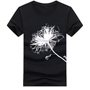 Men's Unisex Tee T shirt Hot Stamping Floral Graphic Prints Plus Size Print Short Sleeve Casual Tops Cotton Basic Fashion Designer Big and Tall White Black Lightinthebox