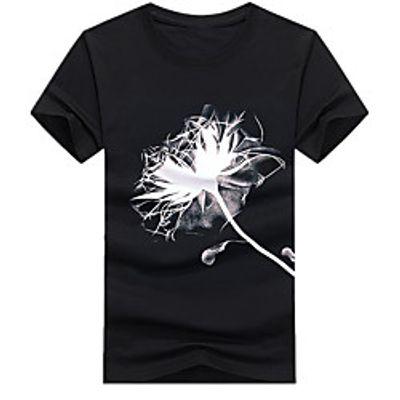 Men's Unisex Tee T shirt Hot Stamping Floral Graphic Prints Plus Size Print Short Sleeve Casual Tops Cotton Basic Fashion Designer Big and Tall White Black Lightinthebox