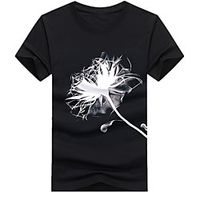 Men's Unisex Tee T shirt Hot Stamping Floral Graphic Prints Plus Size Print Short Sleeve Casual Tops Cotton Basic Fashion Designer Big and Tall White Black Lightinthebox - thumbnail