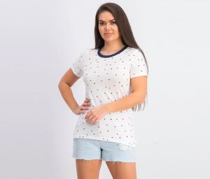 Womens Stars Printed T-Shirt  White Combo