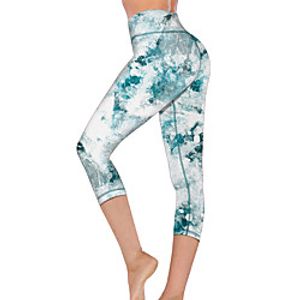 21Grams Women's High Waist Yoga Pants Capri Leggings Tummy Control Butt Lift Breathable Tie Dye Green Fitness Gym Workout Running Summer Sports Activewear High Elasticity Lightinthebox
