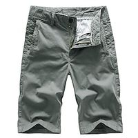 Men's Chino Shorts Bermuda shorts Work Shorts Pocket Letter Comfort Outdoor Daily Going out Fashion Streetwear Gray Green turmeric miniinthebox - thumbnail