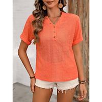 Women's Tunic Plain Daily Vacation Lace Black Short Sleeve Fashion V Neck Summer Lightinthebox