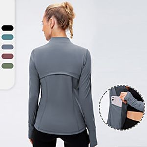 YUERLIAN Women's Yoga Top Winter Zipper Pocket Solid Color Purple Army Green Blue Gray Black Spandex Yoga Fitness Gym Workout Top Long Sleeve Sport Activewear Quick Dry Moisture Wicking Lightweight Lightinthebox