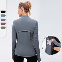 YUERLIAN Women's Yoga Top Winter Zipper Pocket Solid Color Purple Army Green Blue Gray Black Spandex Yoga Fitness Gym Workout Top Long Sleeve Sport Activewear Quick Dry Moisture Wicking Lightweight Lightinthebox - thumbnail