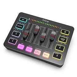 Gaming Audio MixerStreaming 4-Channel RGB Mixer with XLR Microphone Interfacefor Game VoicePodcastAmpliGame Lightinthebox