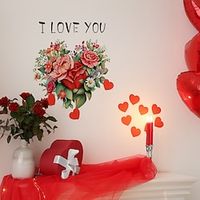 Valentine's Day Sticker Rose Love Bouquet Wall Sticker Wedding Decoration English I Love You Wall Sticker Self-Adhesive. miniinthebox