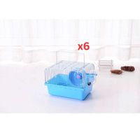 Pets Club Hamster Cage With Running Wheels,Water Bottle & Food Feeder-27x21x17Cm - Blue (Pack of 6)