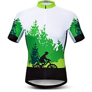 21Grams Men's Short Sleeve Cycling Jersey Summer Elastane Lycra Polyester Green Novelty Bike Jersey Top Mountain Bike MTB Road Bike Cycling Quick Dry Moisture Wicking Breathable Sports Clothing miniinthebox