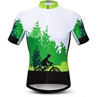 21Grams Men's Short Sleeve Cycling Jersey Summer Elastane Lycra Polyester Green Novelty Bike Jersey Top Mountain Bike MTB Road Bike Cycling Quick Dry Moisture Wicking Breathable Sports Clothing miniinthebox - thumbnail