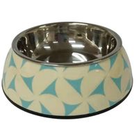 Nutrapet Applique Melamine Round Large Pet Bowl, Blue And Jasmine