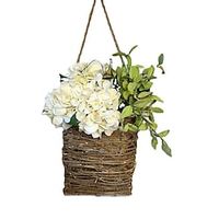 Spring Hydrangea Flower Basket Wreath Simulation Flower Rattan Basket Door Basket Door Hanging Decoration miniinthebox - thumbnail