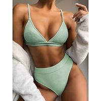 Women's Swimwear Bikini Normal Swimsuit 2 Piece Plain Beach Wear Holiday Bathing Suits Lightinthebox