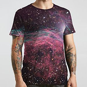 Men's Unisex Tee T shirt 3D Print Galaxy Graphic Prints Plus Size Print Short Sleeve Casual Tops Basic Designer Big and Tall Purple Lightinthebox