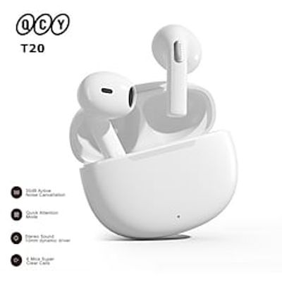 QCY T20 Wireless Earphones Bluetooth 5.3 Earbuds 68ms Low Latency 13mm Driver HIFI Headphones 4 MicsENC HD Call Semi-in-ear miniinthebox