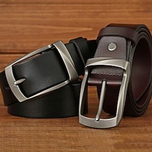 Men's Leather Belt Casual Belt Black Coffee Dermis Retro Traditional Plain Daily Wear Going out Weekend miniinthebox