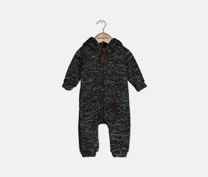 Baby Boys Hooded Coverall  Grey