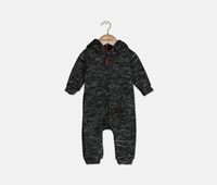 Baby Boys Hooded Coverall  Grey - thumbnail