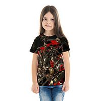 Kids Girls' T shirt Tee Blouse Short Sleeve Anime Cartoon 3D Print Print Black Children Tops Summer Spring  Summer Streetwear Casual / Daily Children's Day Tailored Fit Loose miniinthebox - thumbnail
