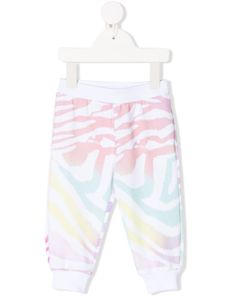 Roberto Cavalli Junior rainbow zebra motif track pants - White